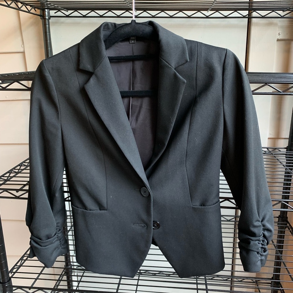 Express Ruched Sleeve Blazer black size 0